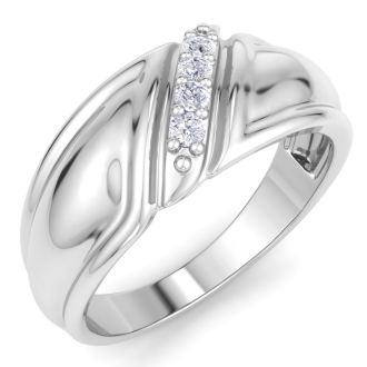Men's 1/10ct Diamond Ring In 10K White Gold