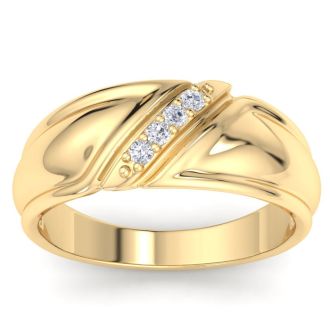 Men's 1/10ct Diamond Ring In 10K Yellow Gold