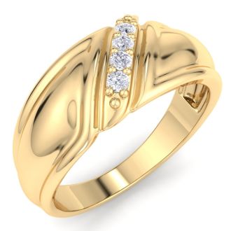 Men's 1/10ct Diamond Ring In 10K Yellow Gold