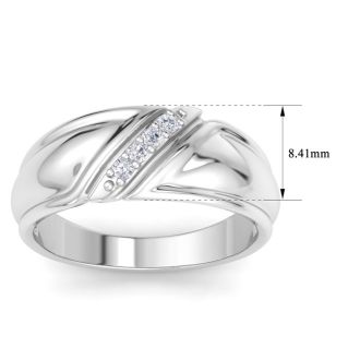 Men's 1/10ct Diamond Ring In 14K White Gold