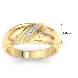 Men's 1/10ct Diamond Ring In 14K Yellow Gold