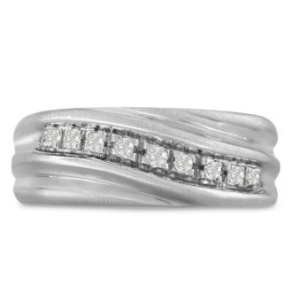 Men's 1/10ct Diamond Ring In 10K White Gold