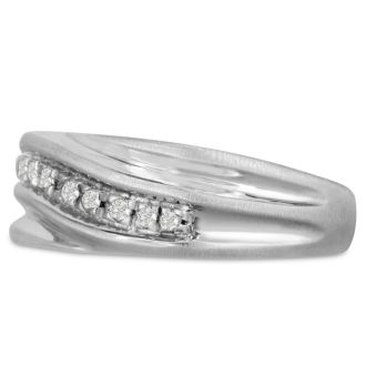 Men's 1/10ct Diamond Ring In 10K White Gold
