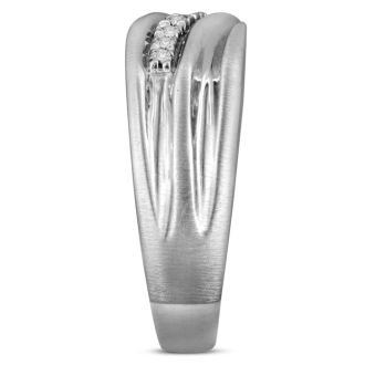 Men's 1/10ct Diamond Ring In 10K White Gold