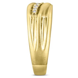 Men's 1/10ct Diamond Ring In 14K Yellow Gold