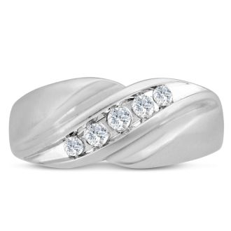 Men's 1/3ct Diamond Ring In 10K White Gold