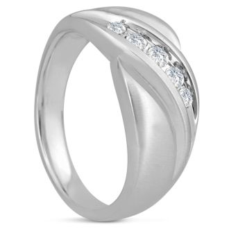 Men's 1/3ct Diamond Ring In 10K White Gold