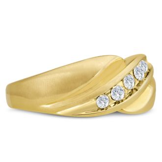 Men's 1/3ct Diamond Ring In 10K Yellow Gold