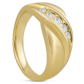 Men's 1/3ct Diamond Ring In 10K Yellow Gold