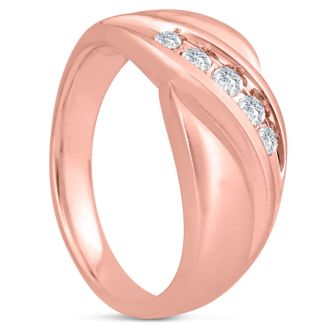 Men's 1/3ct Diamond Ring In 14K Rose Gold, G-H, I2-I3