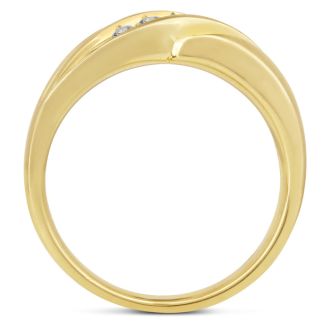 Men's 1/3ct Diamond Ring In 14K Yellow Gold, G-H, I2-I3