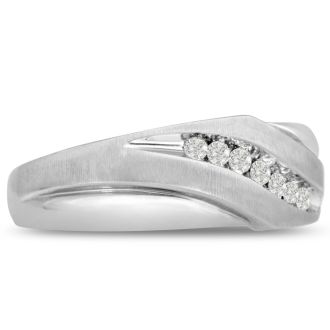 Men's 1/10ct Diamond Ring In 10K White Gold