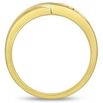 Men's 1/10ct Diamond Ring In 10K Yellow Gold