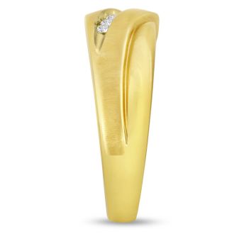 Men's 1/10ct Diamond Ring In 10K Yellow Gold