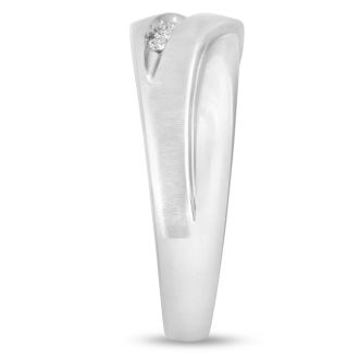 Men's 1/10ct Diamond Ring In 14K White Gold