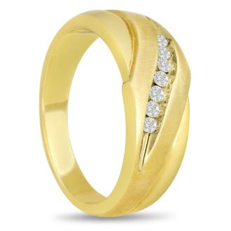 Men's 1/10ct Diamond Ring In 14K Yellow Gold
