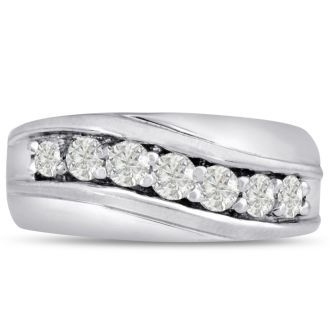 Men's 1ct Diamond Ring In 10K White Gold