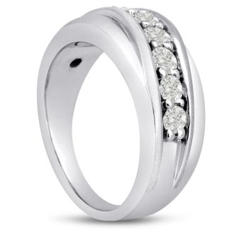 Men's 1ct Diamond Ring In 10K White Gold