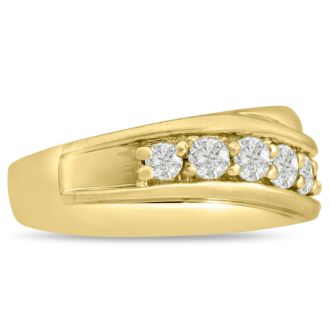 Men's 1ct Diamond Ring In 10K Yellow Gold