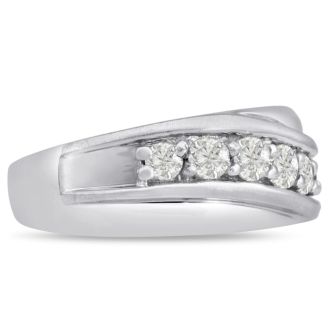 Men's 1ct Diamond Ring In 14K White Gold