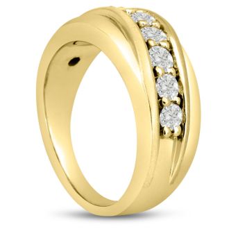 Men's 1ct Diamond Ring In 14K Yellow Gold