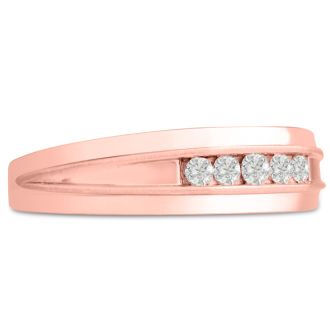Men's 1/5ct Diamond Ring In 10K Rose Gold, I-J-K, I1-I2