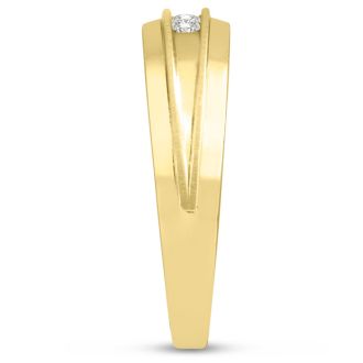Men's 1/5ct Diamond Ring In 10K Yellow Gold, G-H, I2-I3