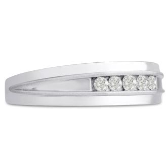 Men's 1/5ct Diamond Ring In 14K White Gold, I-J-K, I1-I2