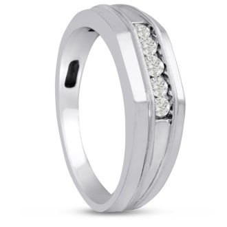Men's 1/5ct Diamond Ring In 14K White Gold, I-J-K, I1-I2