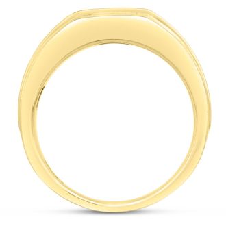 Men's 1/5ct Diamond Ring In 14K Yellow Gold, I-J-K, I1-I2