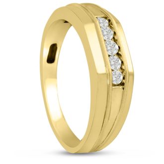 Men's 1/5ct Diamond Ring In 14K Yellow Gold, I-J-K, I1-I2