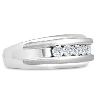 Men's 1/2ct Diamond Ring In 10K White Gold