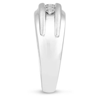 Men's 1/2ct Diamond Ring In 10K White Gold