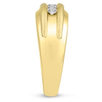 Men's 1/2ct Diamond Ring In 10K Yellow Gold