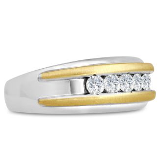 Men's 1/2ct Diamond Ring In 14K Two-Tone Gold