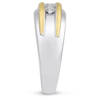Men's 1/2ct Diamond Ring In 14K Two-Tone Gold, I-J-K, I1-I2
