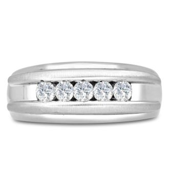 Men's 1/2ct Diamond Ring In 14K White Gold