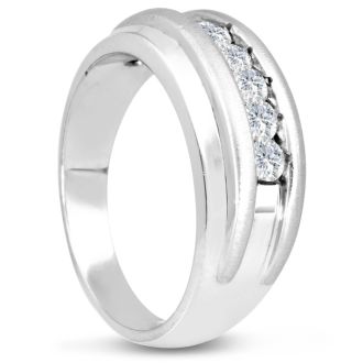 Men's 1/2ct Diamond Ring In 14K White Gold