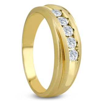 Men's 1/2ct Diamond Ring In 10K Yellow Gold