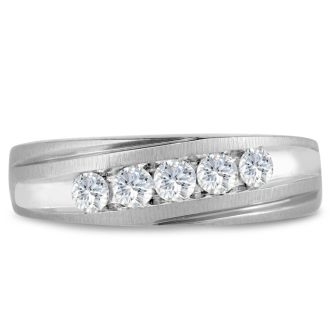 Men's 1/2ct Diamond Ring In 14K White Gold