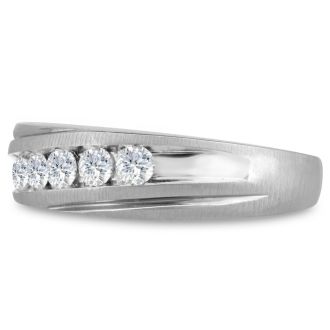 Men's 1/2ct Diamond Ring In 14K White Gold