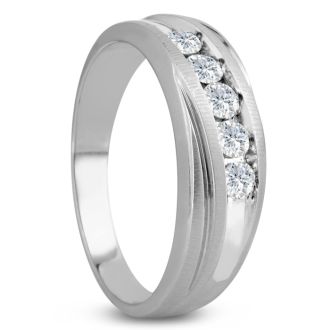 Men's 1/2ct Diamond Ring In 14K White Gold