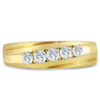 Men's 1/2ct Diamond Ring In 14K Yellow Gold