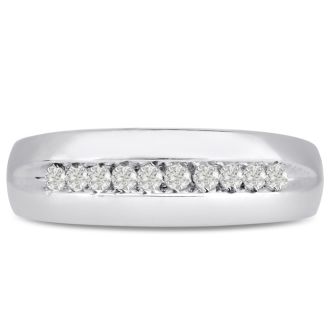 Men's 1/4ct Diamond Ring In 10K White Gold
