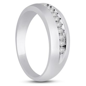 Men's 1/4ct Diamond Ring In 10K White Gold