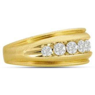 Men's 1ct Diamond Ring In 10K Yellow Gold