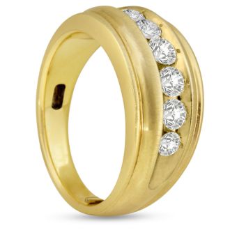 Men's 1ct Diamond Ring In 10K Yellow Gold, I-J-K, I1-I2