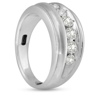 Men's 1ct Diamond Ring In 14K White Gold