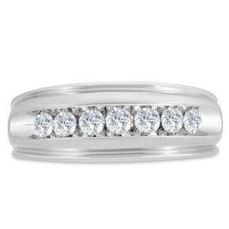 Men's 1/2ct Diamond Ring In 10K White Gold