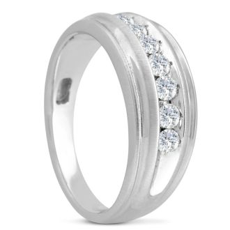 Men's 1/2ct Diamond Ring In 14K White Gold
